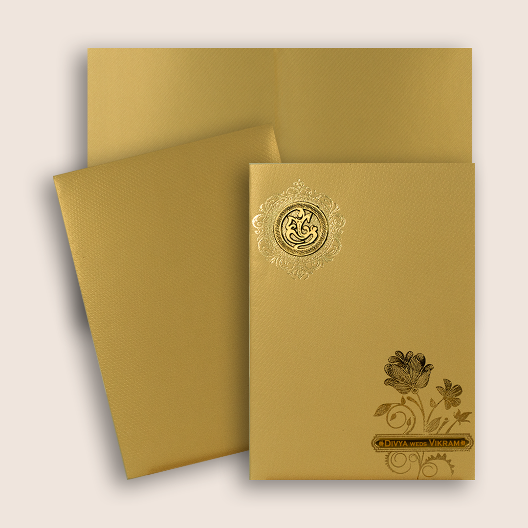 Gold Floral Invitation Card-KNKTG030
