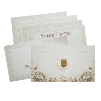 Ivory Lotus Gold Foil Luxury Wedding Invitation Card-King of Cards
