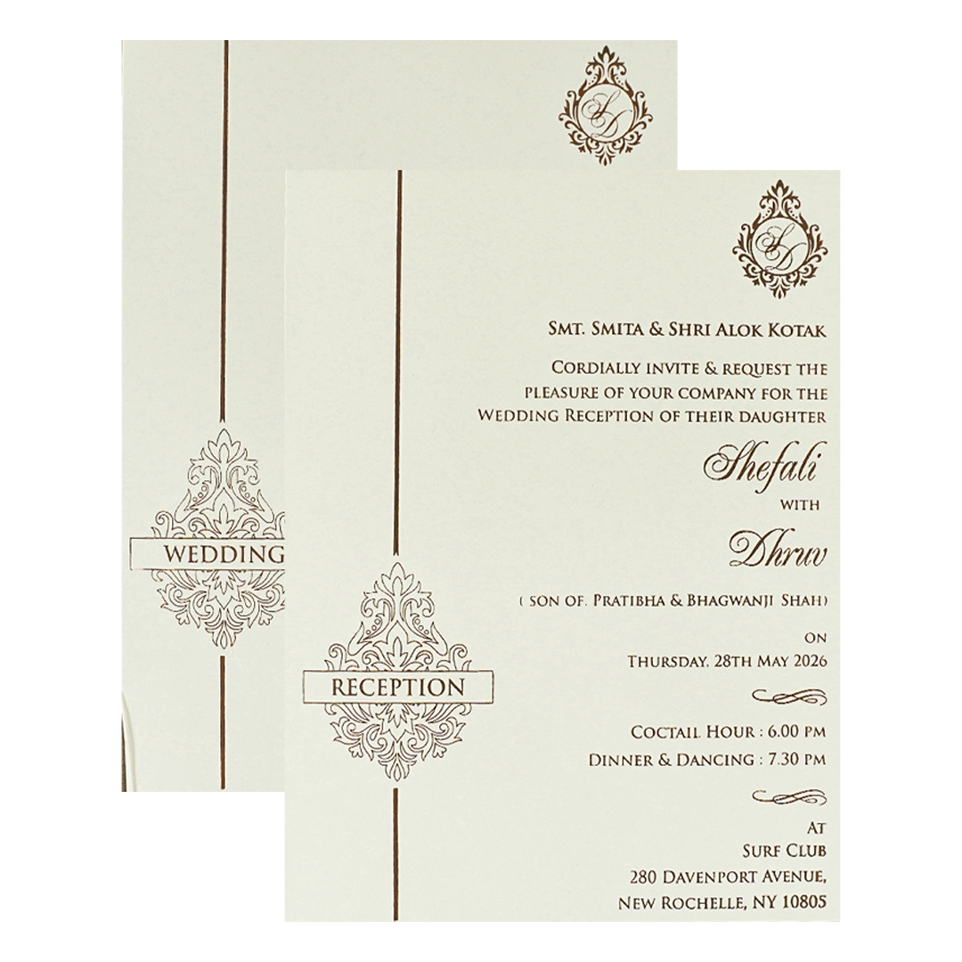 White Ganesha Floral Padded Wedding card-KRE28210