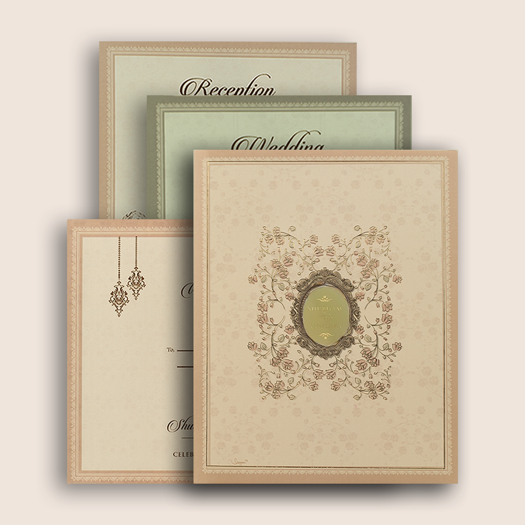 Peach Floral Wedding Card - KRB54200