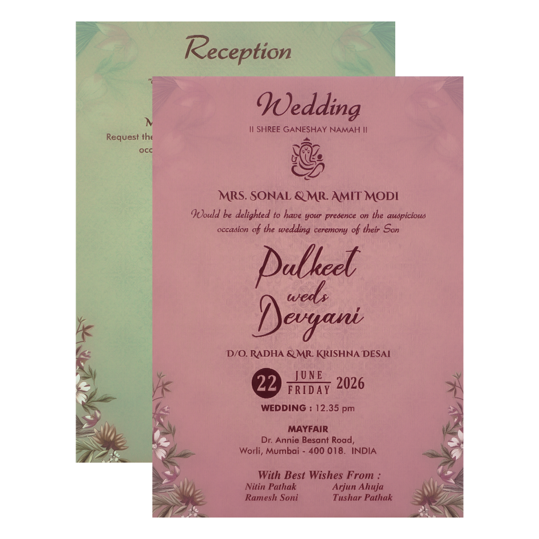 Buy Beige Floral Padded Wedding Card