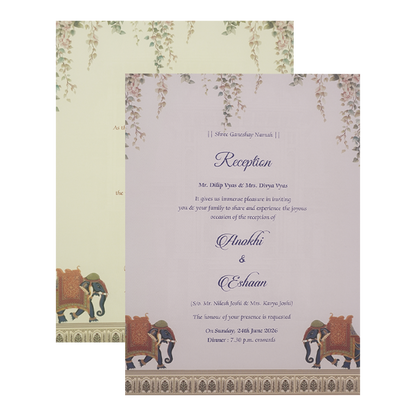 Cream Palace Laser Cut Padded Wedding Card-KJTS3685