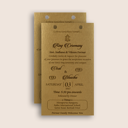 Brown Floral MDF Laser Cut Wedding Card - KMARA340