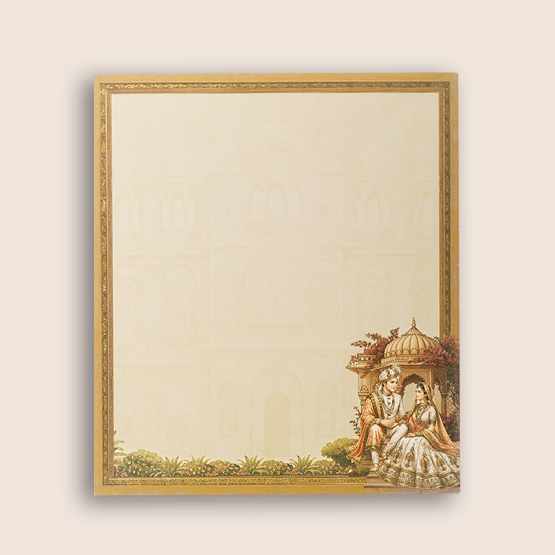 Brown Royal Bride Groom Padded Door Style Wedding Card - KAA05870