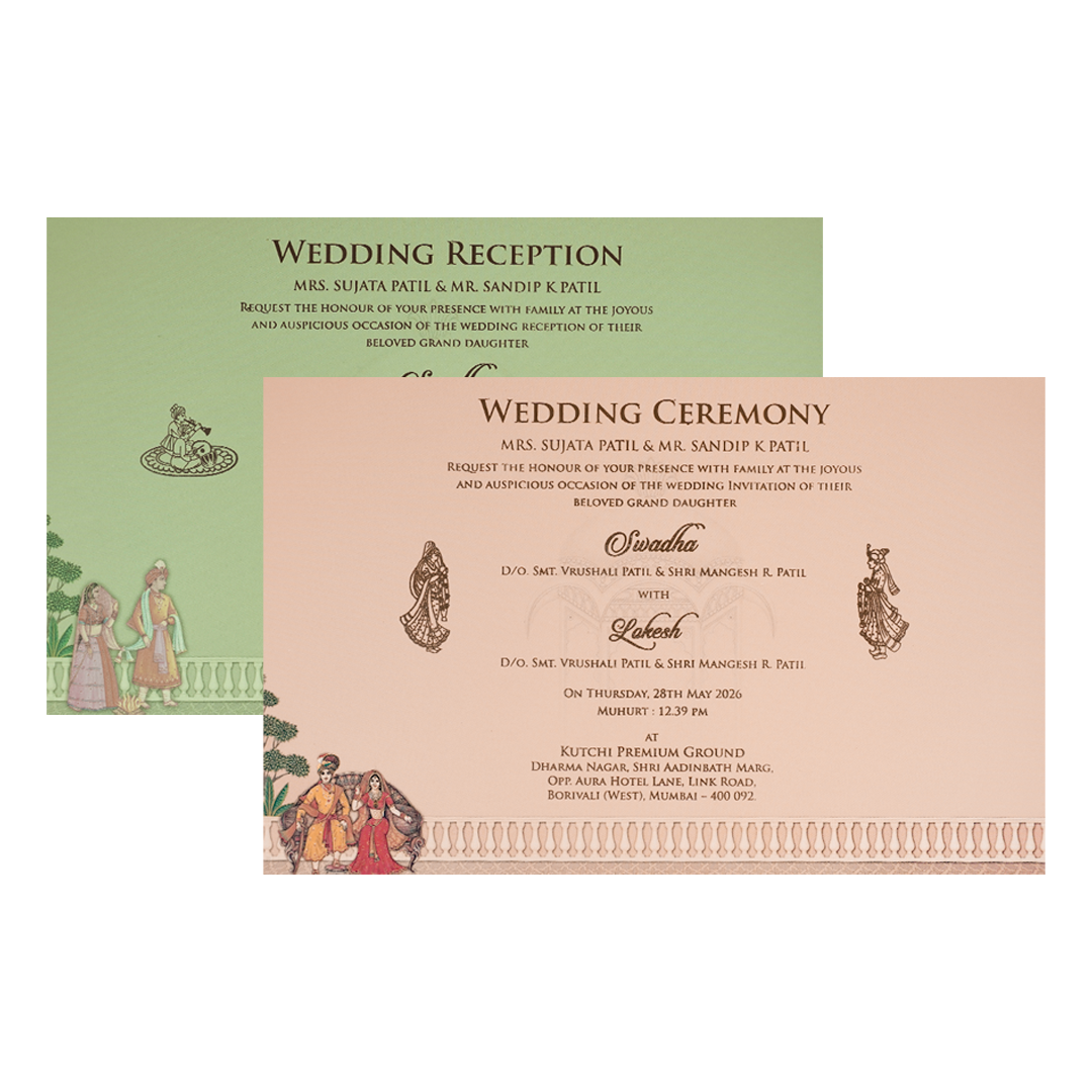 Buy Mint Green Palace Elephant Padded Wedding Card