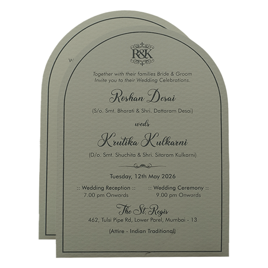 Grey Arch Flower Wedding Card-KSI65040