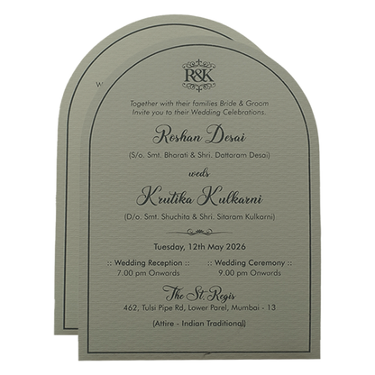 Grey Arch Flower Wedding Card-KSI65040