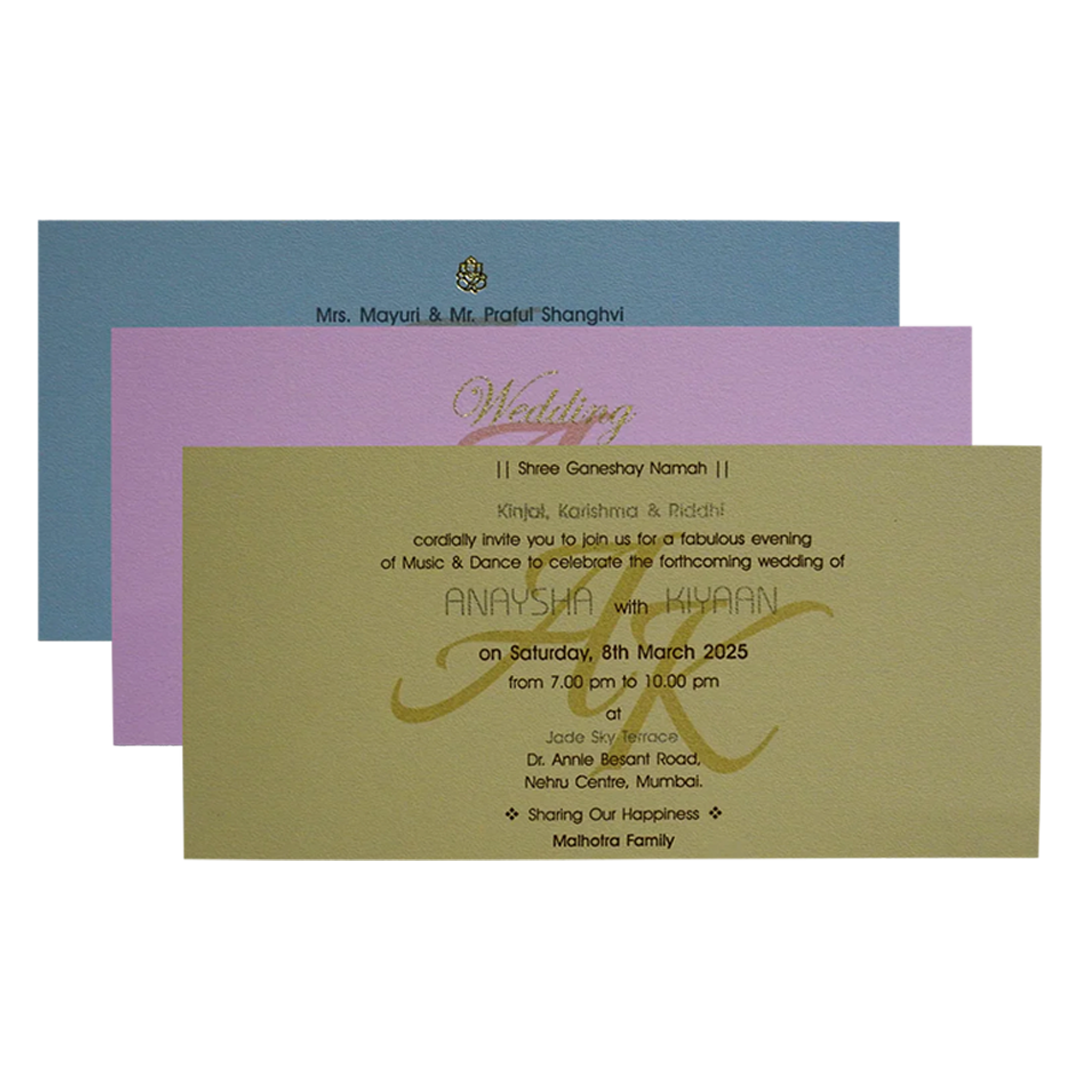 Blue Grey Fabric Sweet Box Invitation-KRC30820