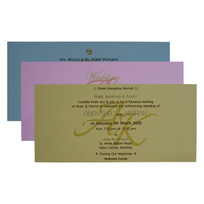 Blue Grey Fabric Sweet Box Invitation-KRC30820