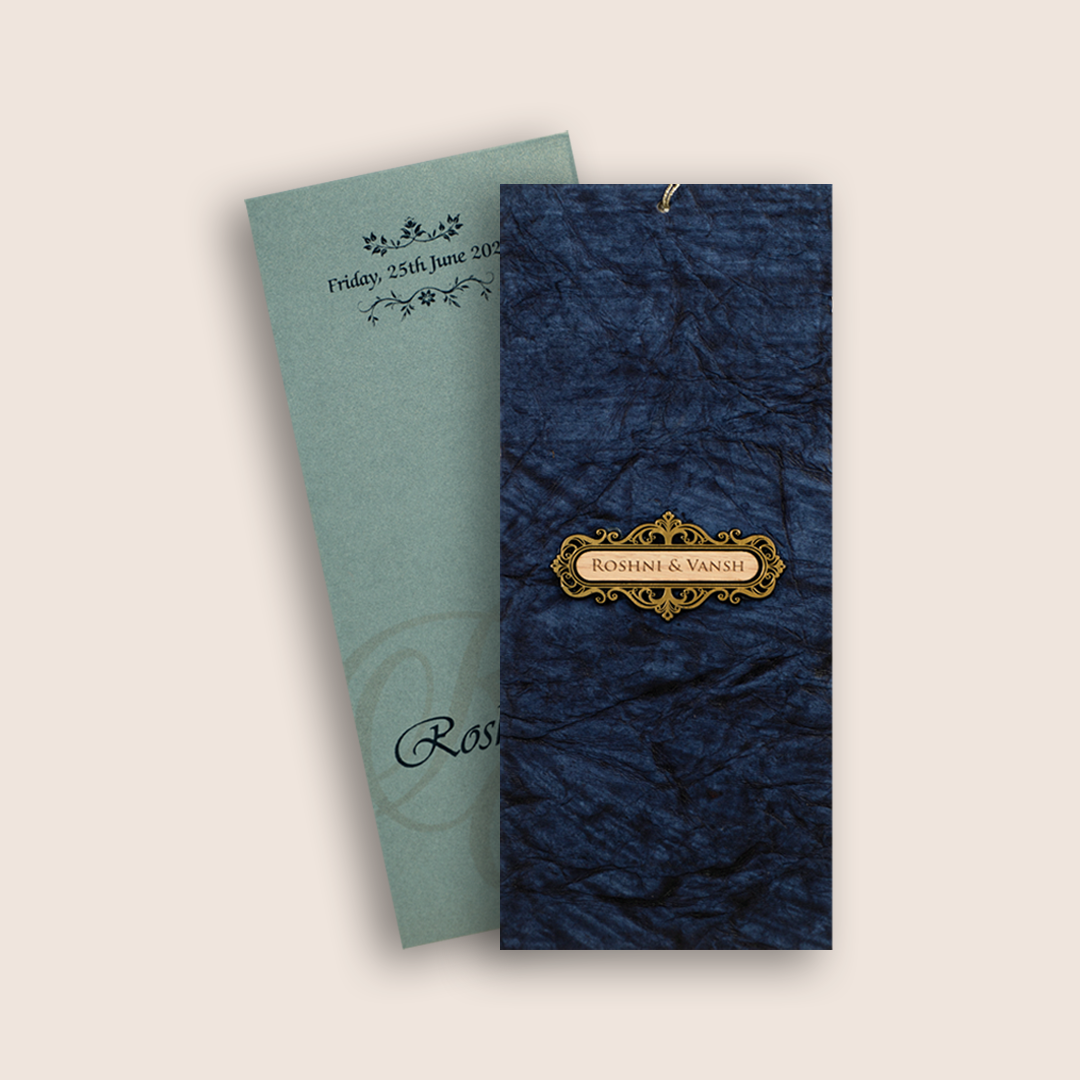 Blue Handmade Paper Invitation Card - KPR07470