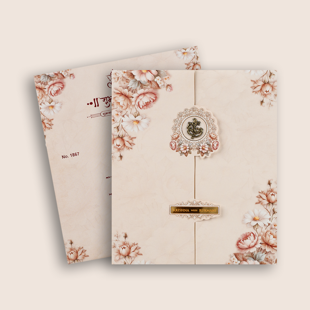 Light Pink Floral Door Style Invitation Card - KJTS1867