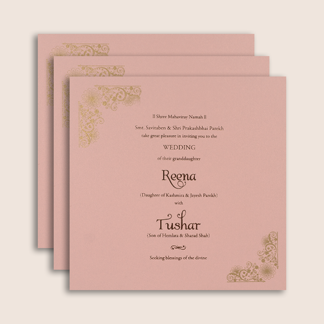 Pink Embossed Floral Laser cut Padded Invitation card - KPR023300