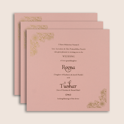 Pink Embossed Floral Laser cut Padded Invitation card - KPR023300
