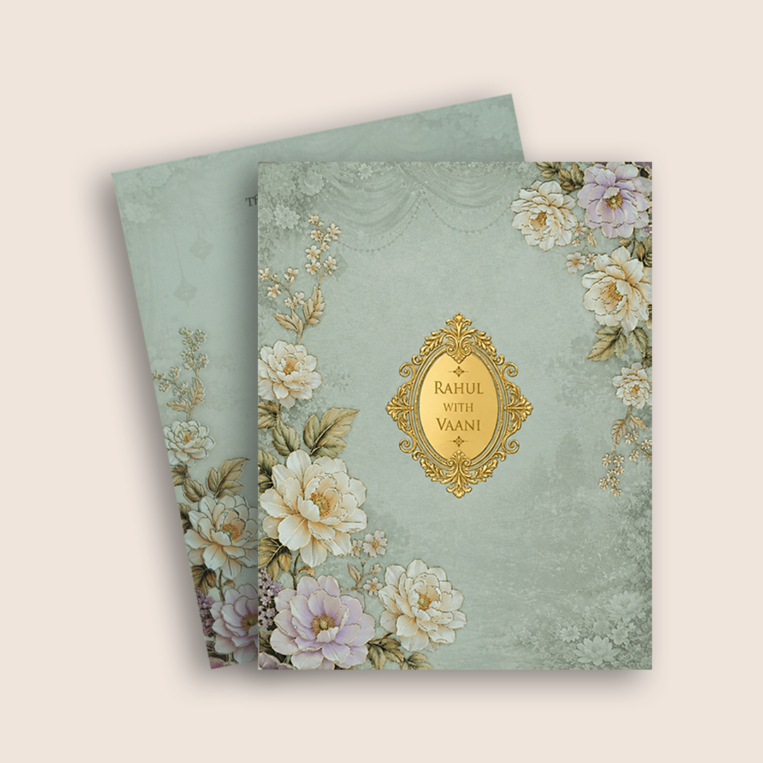 Grey Floral Padded Invitation Card - KPR07260