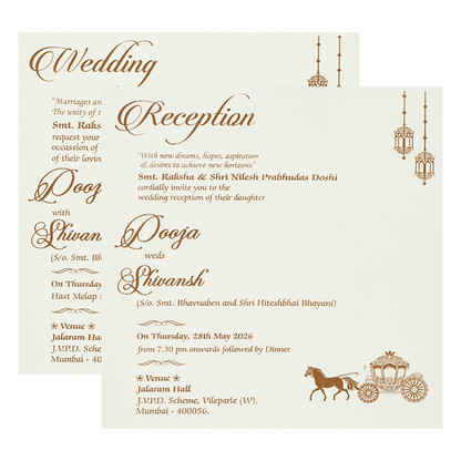 White Ganesha Palace Padded Wedding Card-KRE27550