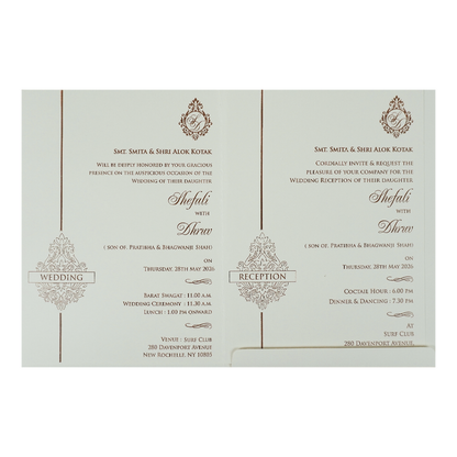 White Ganesha Arch Wedding Card-KRE28410