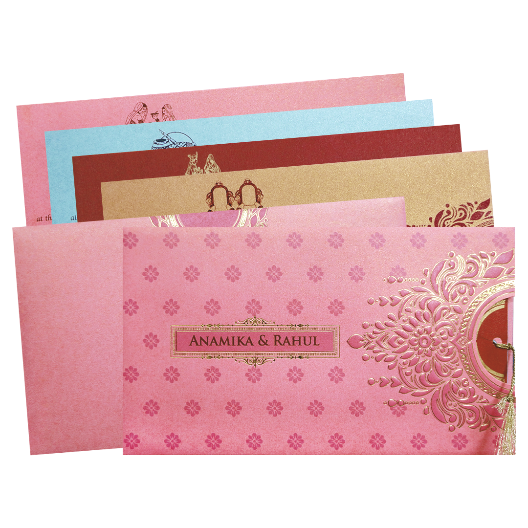 Pink Gold Mandala Cutout Wedding Card-KPR06350