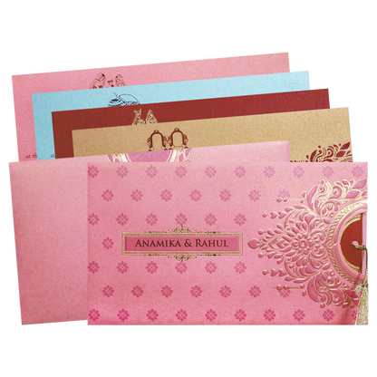 Pink Gold Mandala Cutout Wedding Card-KPR06350