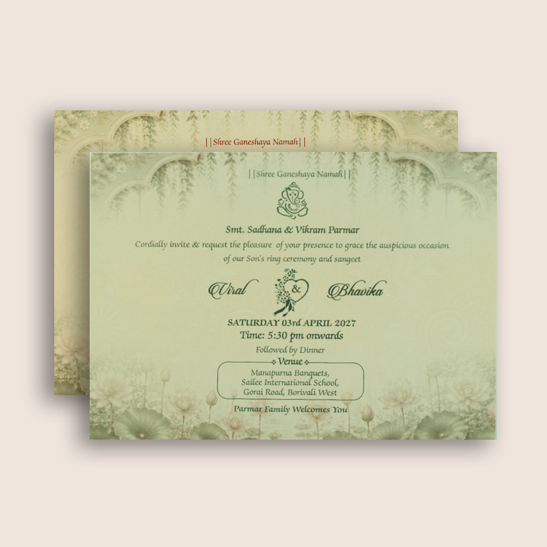 Grey Floral Door Style Wedding Card - KMARA580