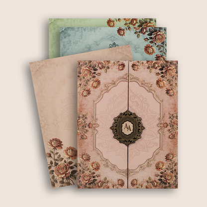 Pink Floral Door Style Padded Invitation Card - KPR07290