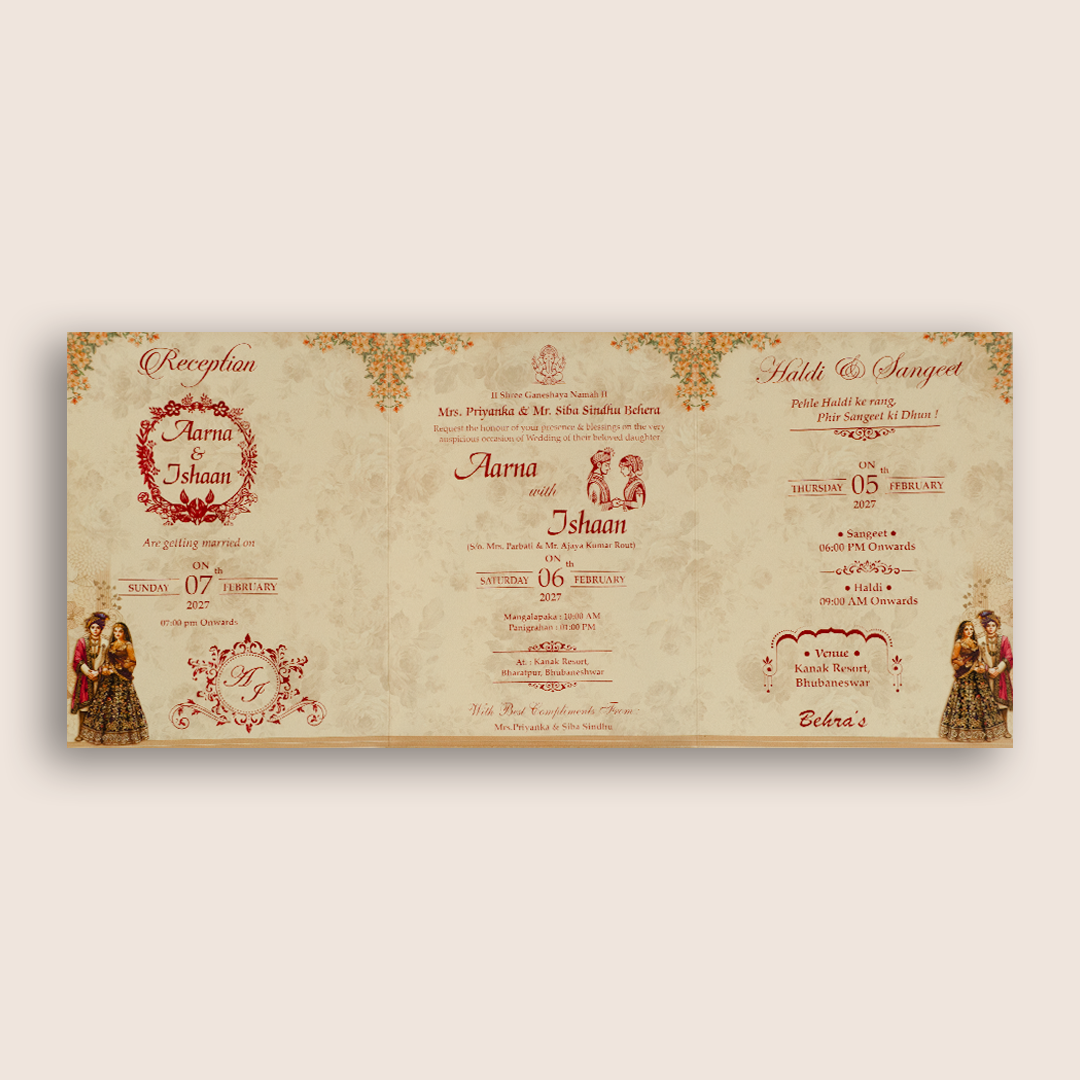 Cream Bride Groom Laser Cut Bag Style Wedding Card -KSH73210