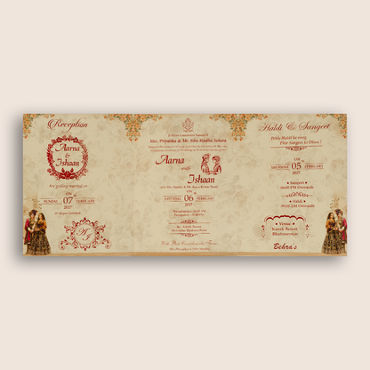 Cream Bride Groom Laser Cut Bag Style Wedding Card -KSH73210