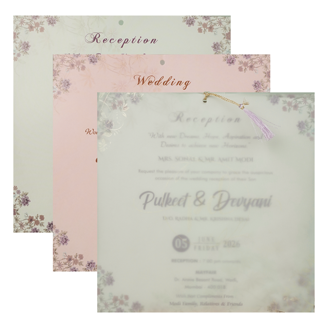 Buy Pink Floral Cutout Wedding Card