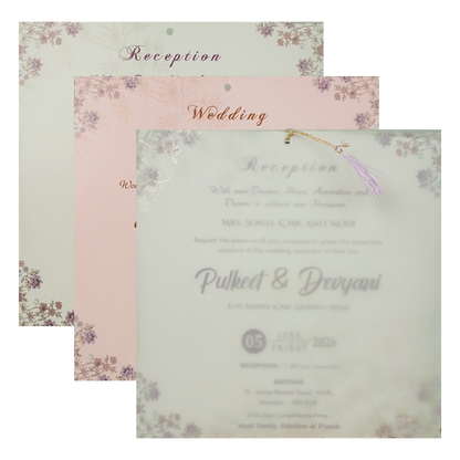 Buy Pink Floral Cutout Wedding Card