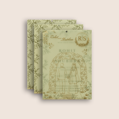 Light Grey Laser Cut Floral Wedding Invitation - KJP25110