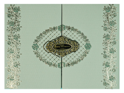 Green Floral Padded Wedding Card-KSSC2280