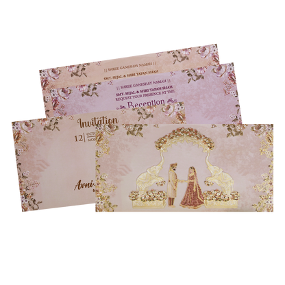 Pink Royal Arch Elephant Wedding Card - KVN06880