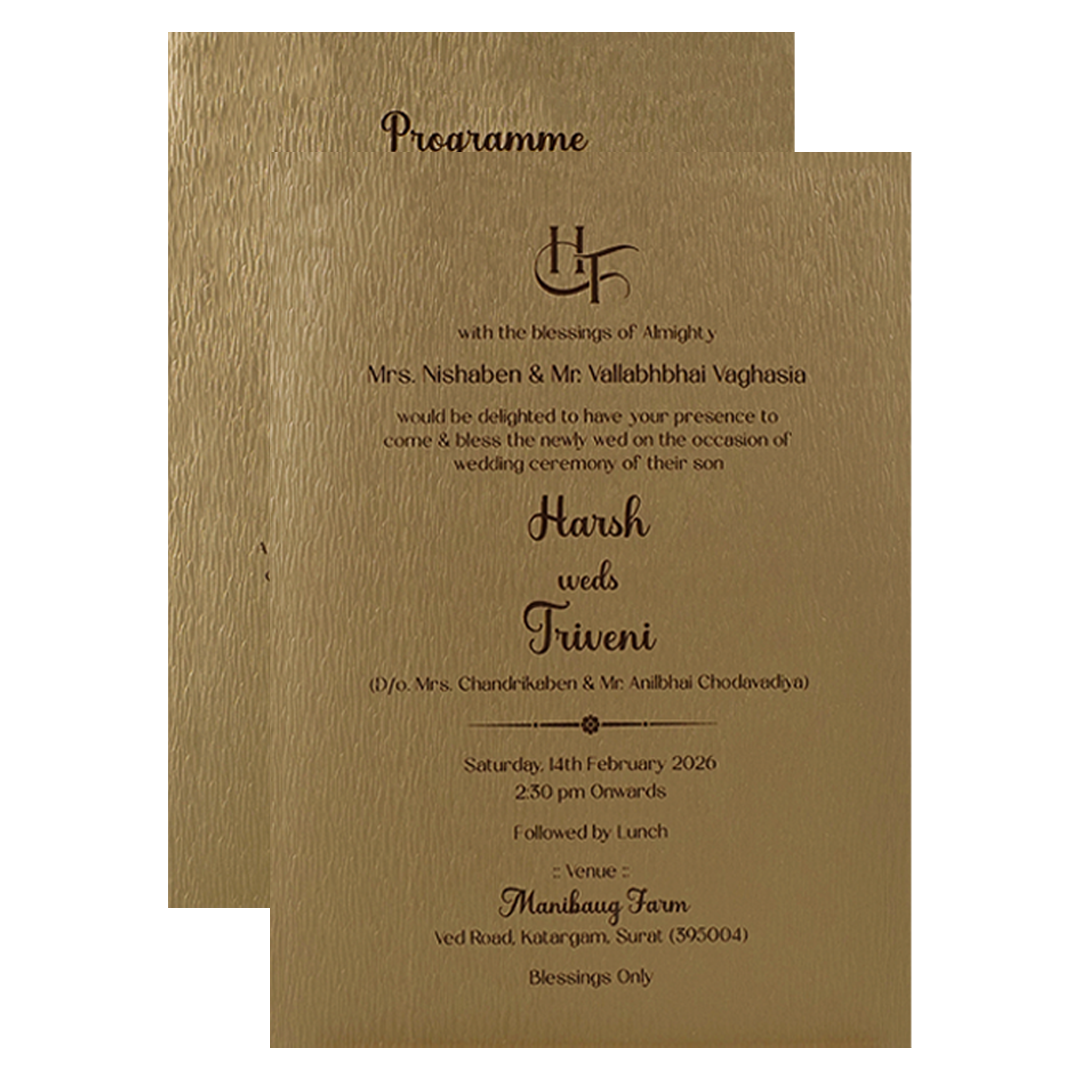 Gold laser-cut embossed floral mandala Wedding Card-KSI64950