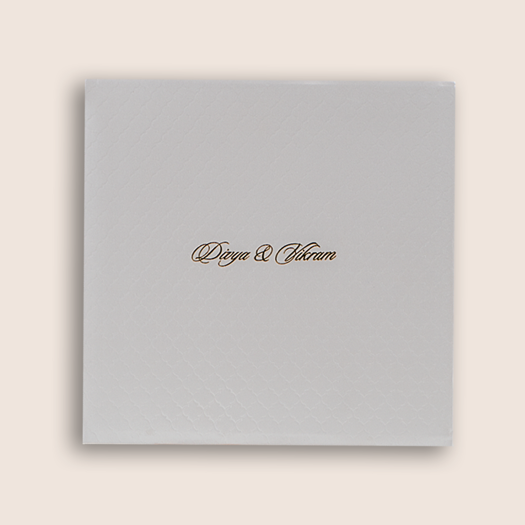 White Embossed Padded Wedding Card - KNK4021W