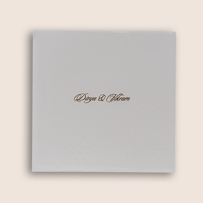 White Embossed Padded Wedding Card - KNK4021W