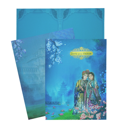 Blue Classic Maharaja And Maharani Offset Print-King of Cards