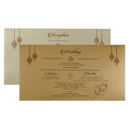 Grey Gold Door Style Padded Wedding Card-KRB09321