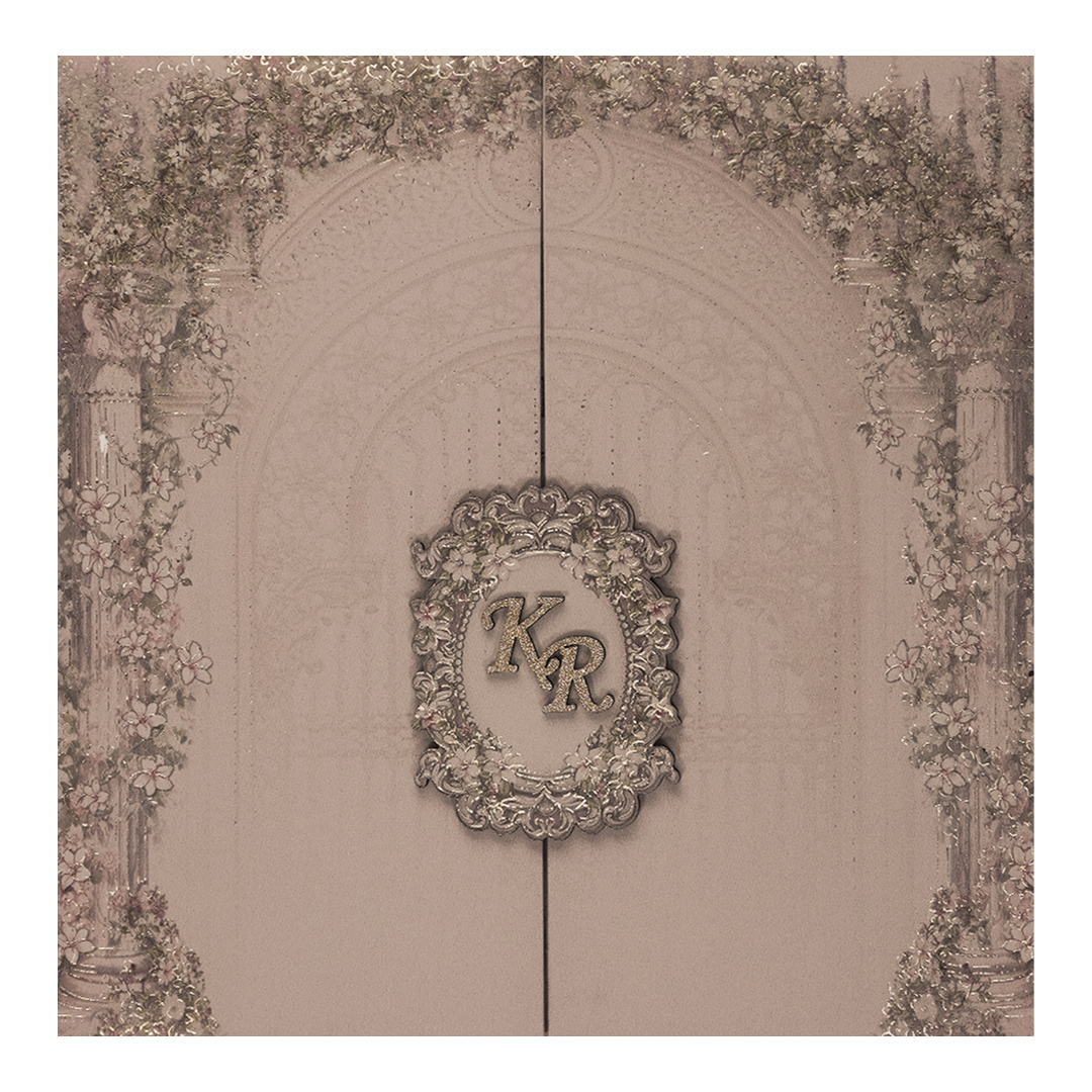 Lavender Floral Arch Padded Wedding Card-KSI64290