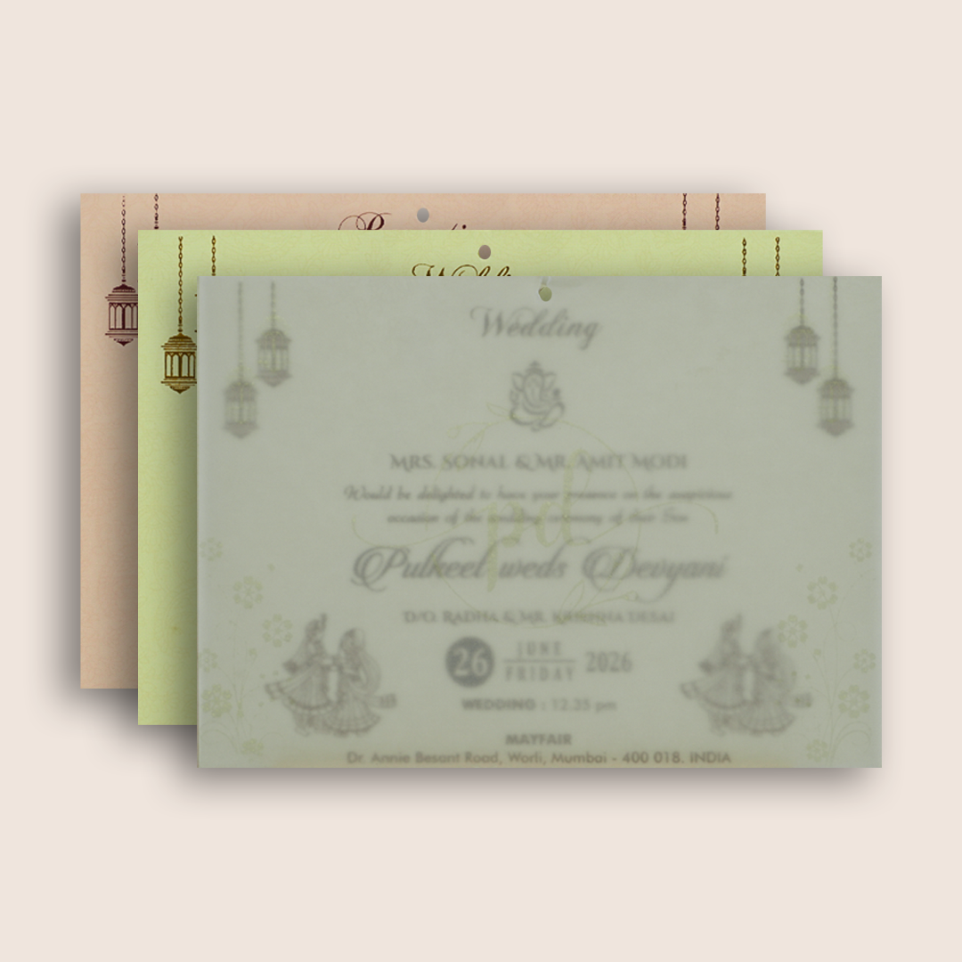 Cream Royal Elephant Laser Cut Wedding Invitation Card - KJTS1812