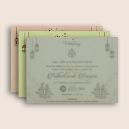 Cream Royal Elephant Laser Cut Wedding Invitation Card - KJTS1812