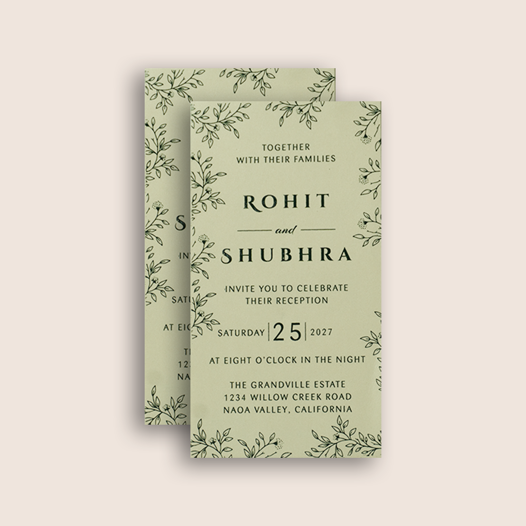 Teal Green Floral Wedding Card - KJP25260