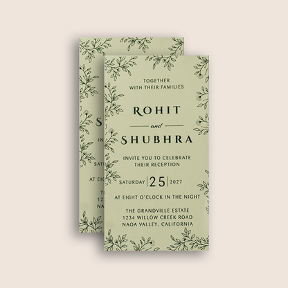 Teal Green Floral Wedding Card - KJP25260