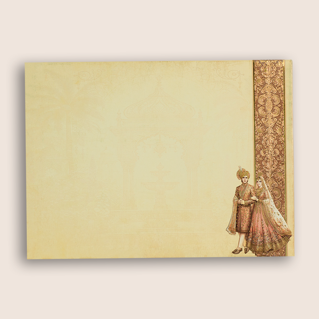 Brown Bride Groom Door Style Wedding Card - KAA06200