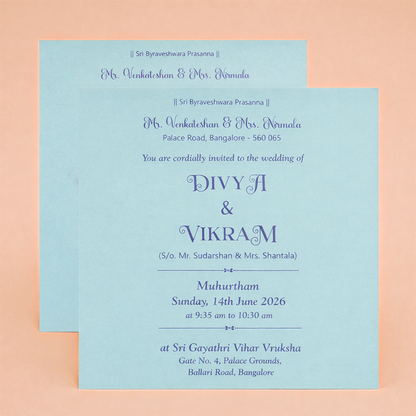 Blue Gold Foiling Design Box Invitation Card-KNK8902B