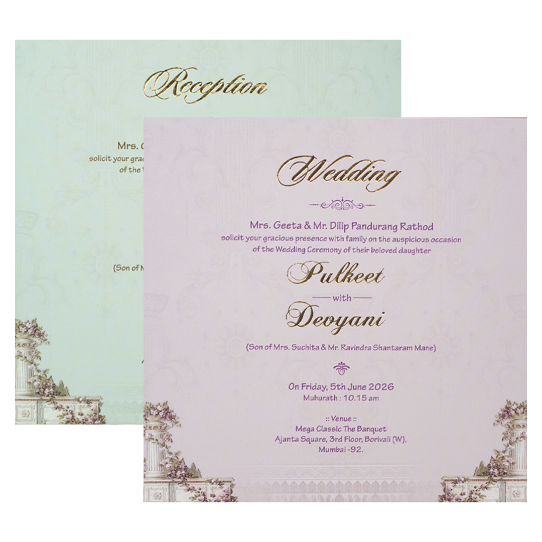 Cream Gatefold Floral Padded Wedding Card-KJTS1819