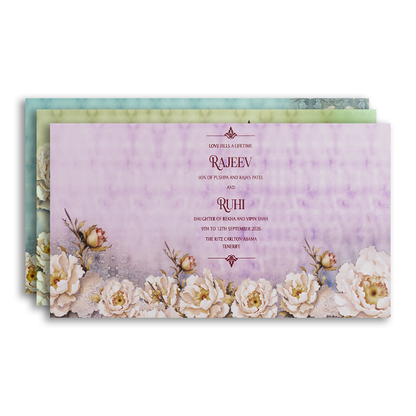 Pastel Blue Floral Padded Bag Style Invitation Card  - KPR024730
