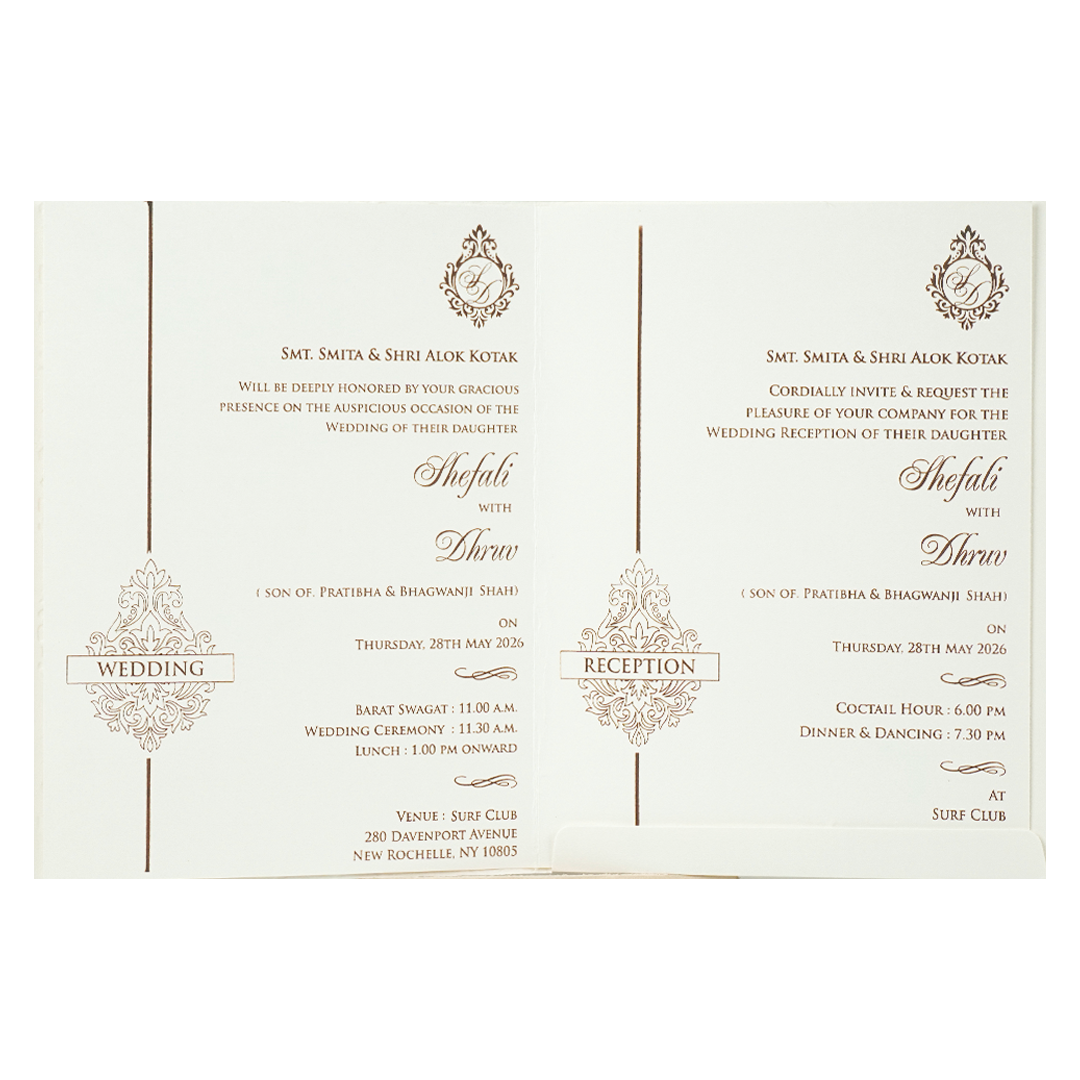 White Royal Elephant Wedding Card-KRE28380