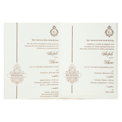 White Royal Elephant Wedding Card-KRE28380