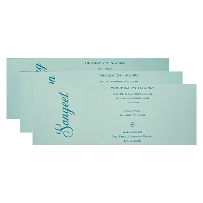Pastel Blue Floral Arch Wedding Card-KPR24860