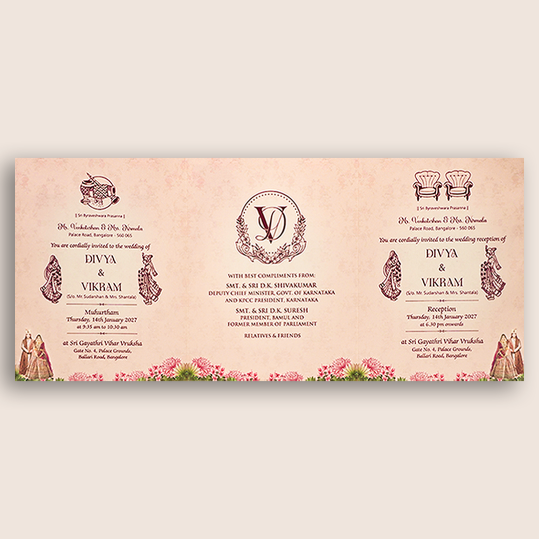 Pink Bride Groom Bag Style Wedding Card - KNKQ8309