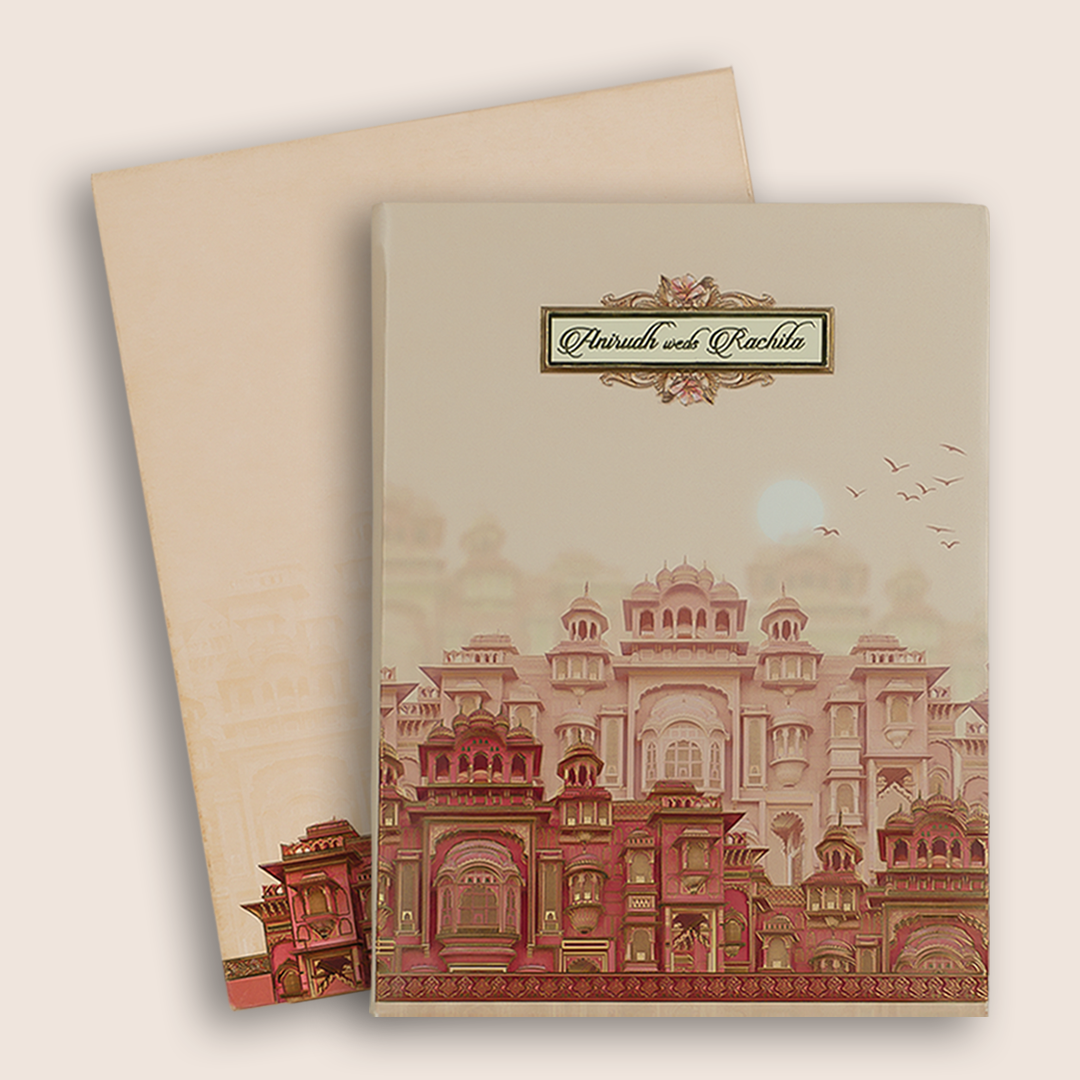 Pink Royal Heritage Design Wedding Card - KAA06290